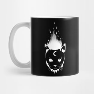 witch moon cat on fire Mug